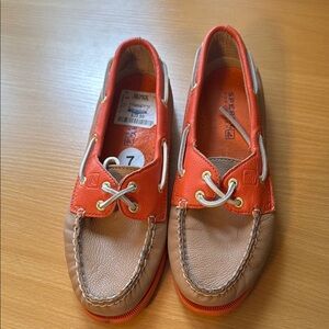 Sperry women’s ' Orange and Tan Boat Shoes